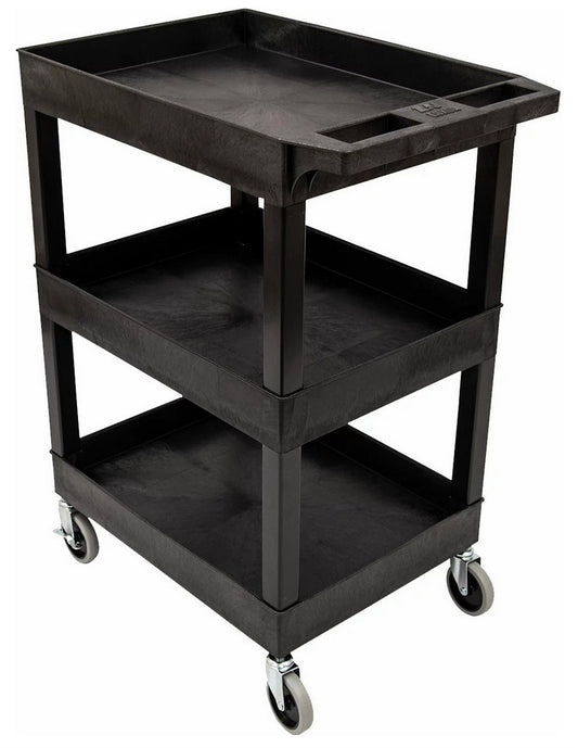 24" x 18" Heavy Duty Utility Cart 3 Deep Tub Shelves Home Garage Office Plastic