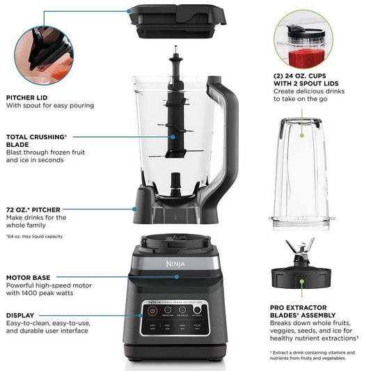 Ninja Professional Plus Blender DUO Auto-iQ Smoothie Maker Ice Crusher Extractor