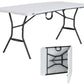 6' Long Folding Table Fold In Half HDPE Top Steel Frame 72" x 30"