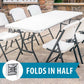 6' Long Folding Table Fold In Half HDPE Top Steel Frame 72" x 30"