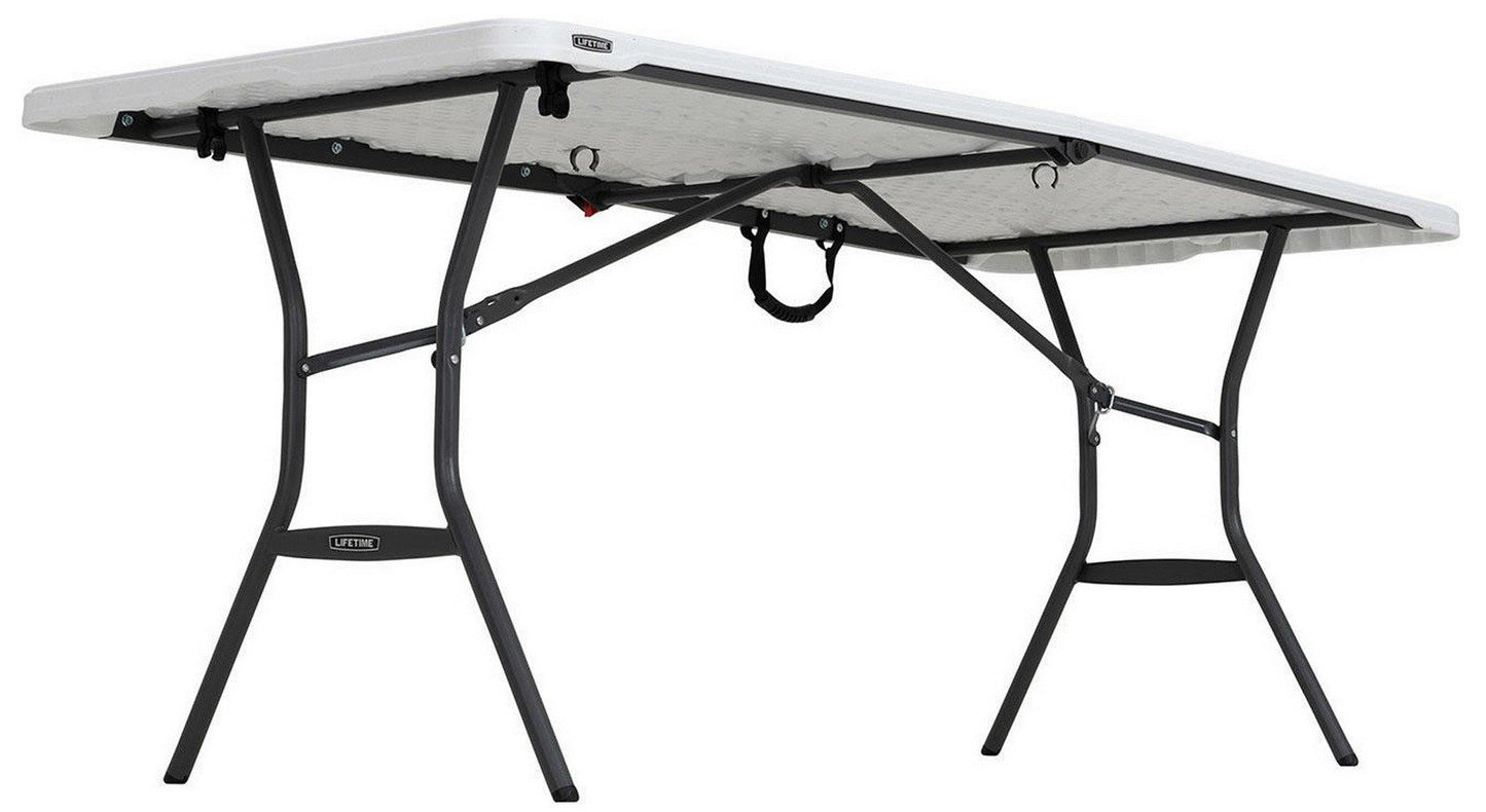 6' Long Folding Table Fold In Half HDPE Top Steel Frame 72" x 30"