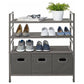 4 Mesh Shelf Stackable Metal Storage Rack with 3 Fabric Bins Shelving Unit