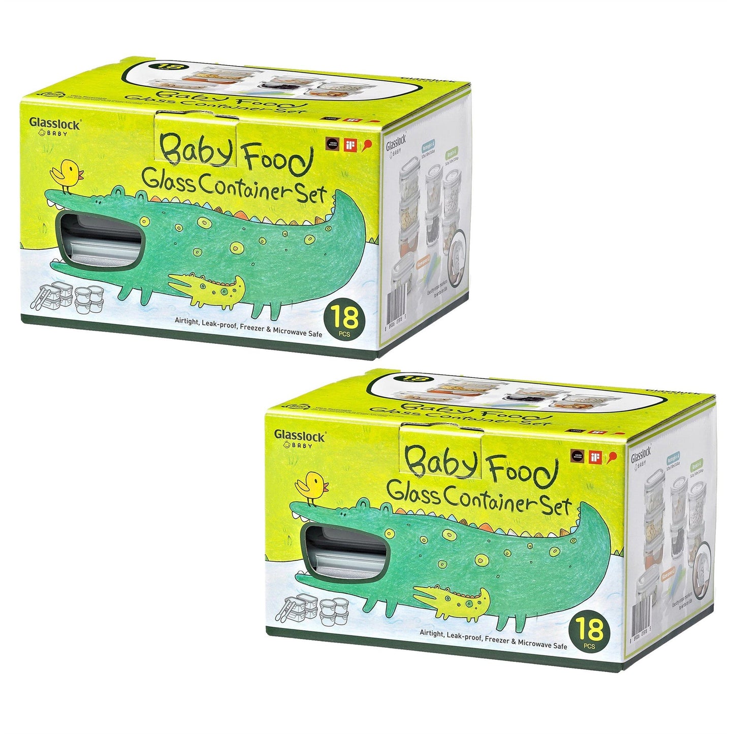 Glasslock 18 36 54 Piece Baby Food Glass Food Container Storage Set + 2 Spoons