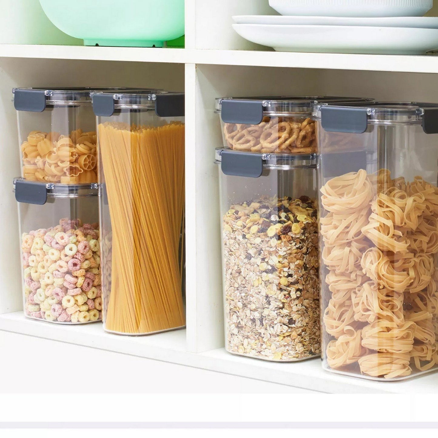 10 pc Airtight Food Storage Containers Set Clear Plastic Pantry Canisters
