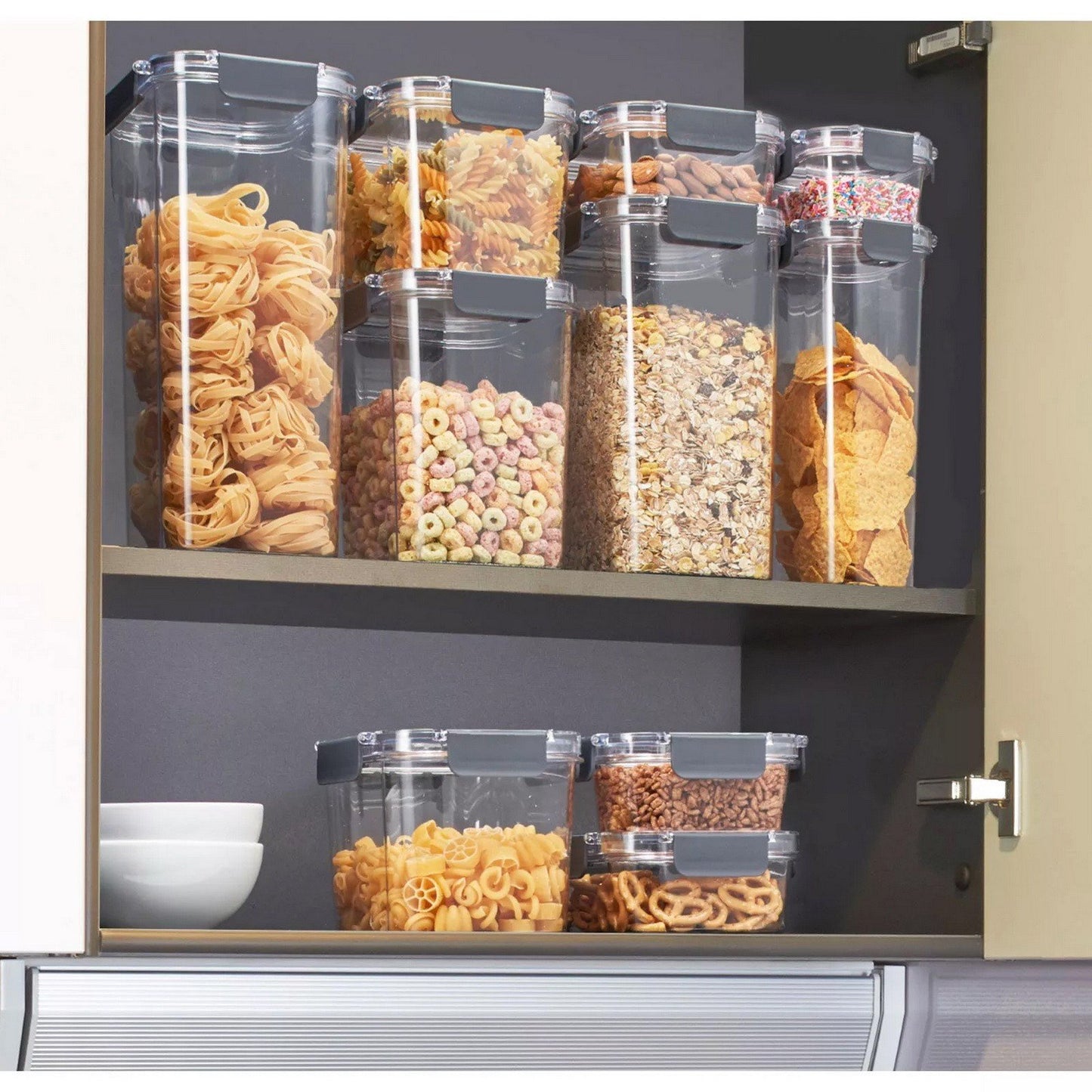 10 pc Airtight Food Storage Containers Set Clear Plastic Pantry Canisters