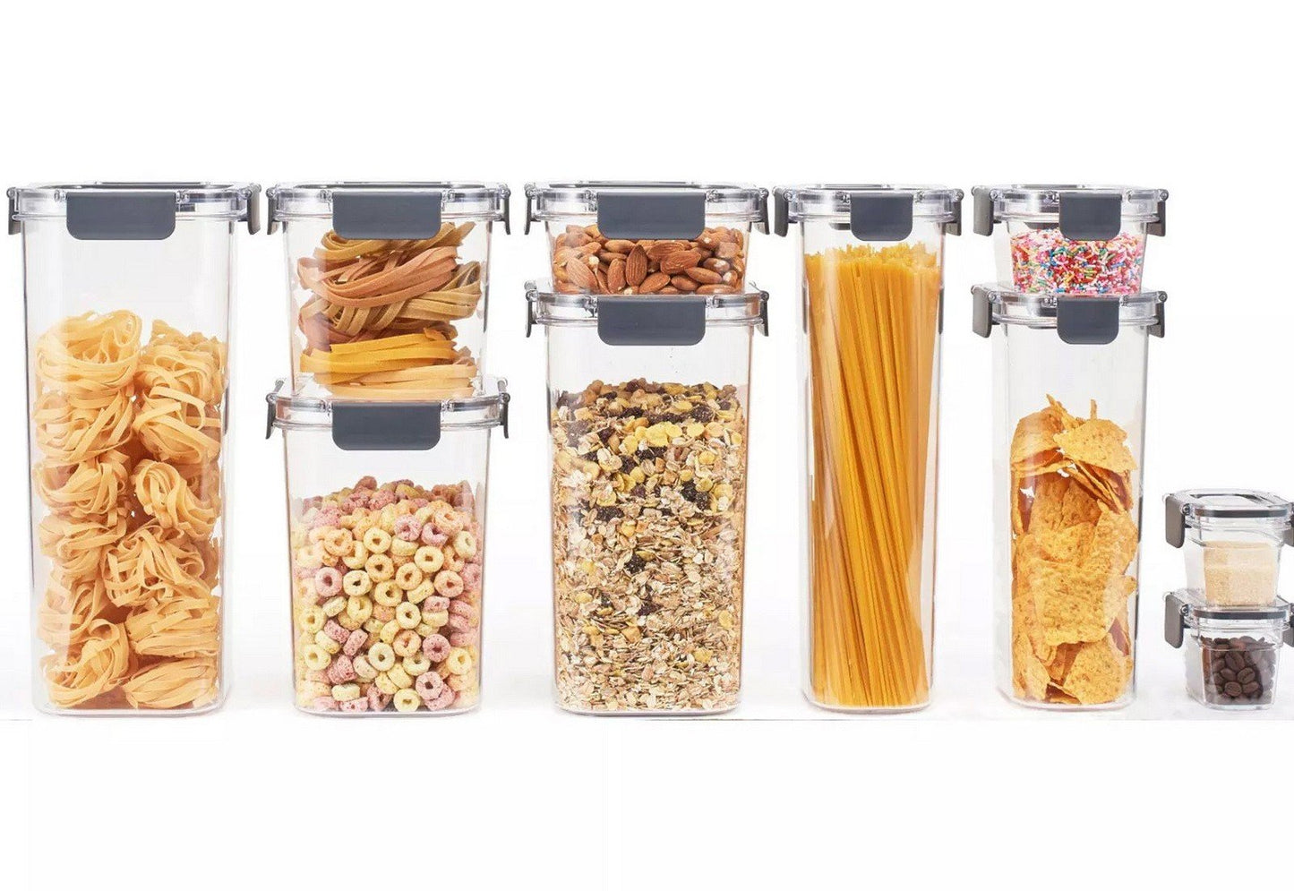 10 pc Airtight Food Storage Containers Set Clear Plastic Pantry Canisters