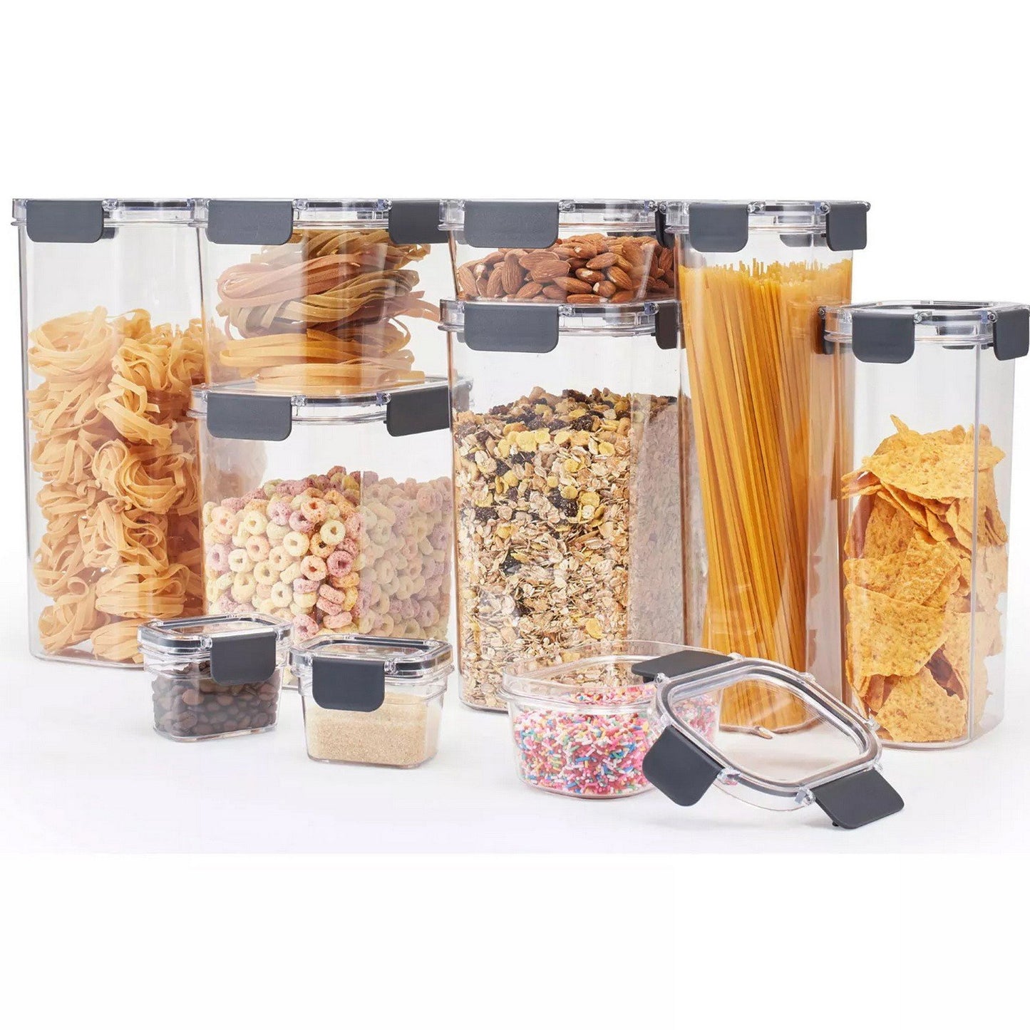 10 pc Airtight Food Storage Containers Set Clear Plastic Pantry Canisters