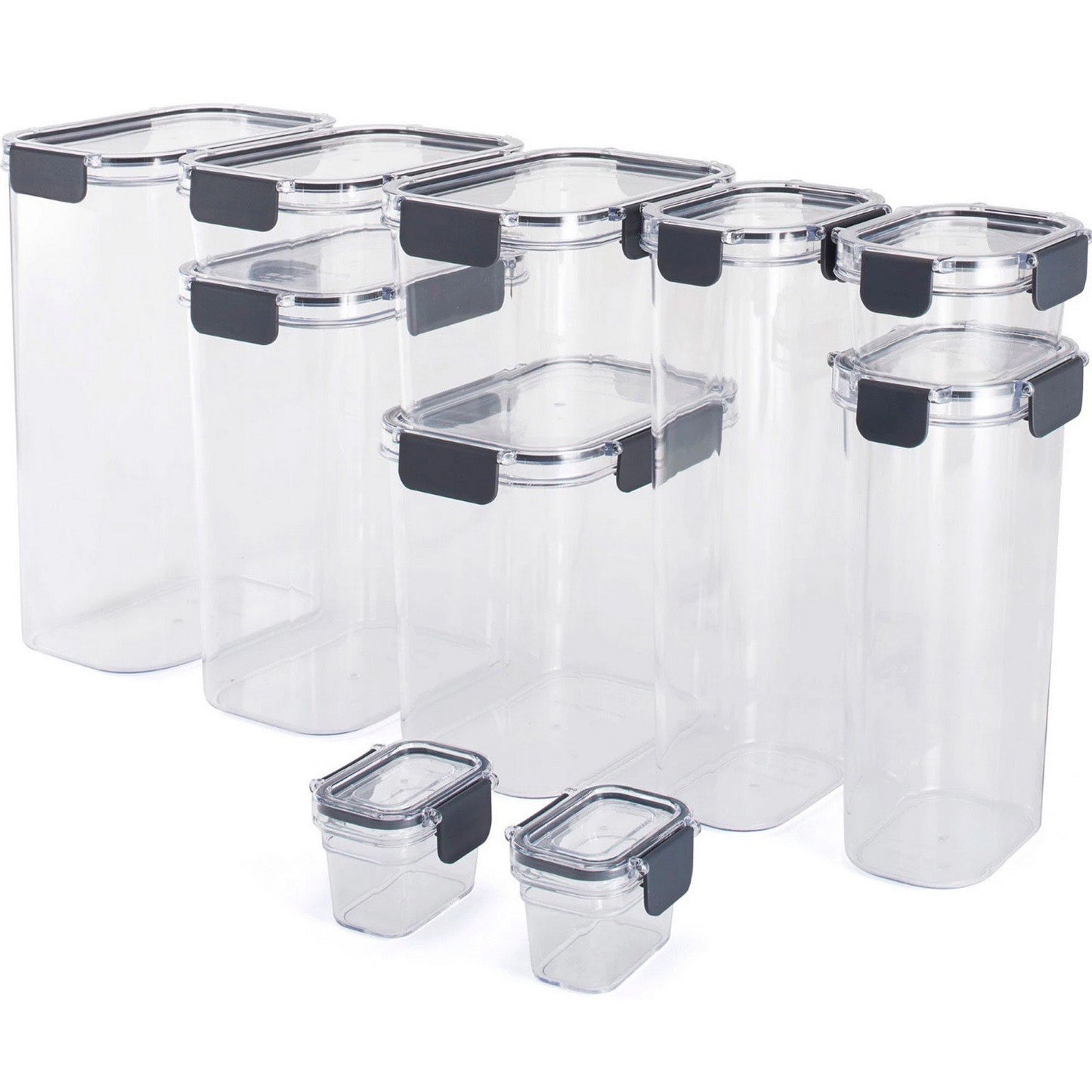 10 pc Airtight Food Storage Containers Set Clear Plastic Pantry Canisters