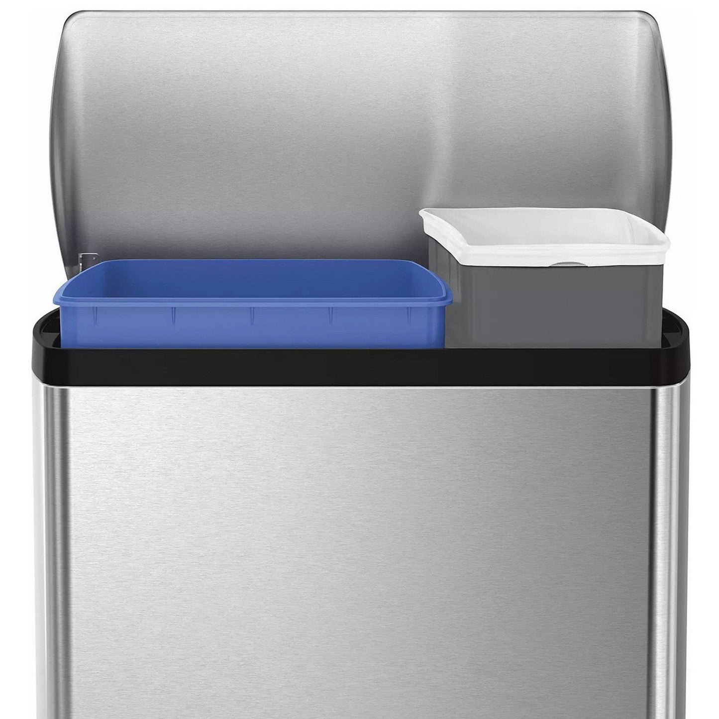 12 Gallon Dual Compartment Stainless Steel Step Trash Can Garbage Bin