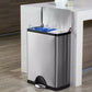 12 Gallon Dual Compartment Stainless Steel Step Trash Can Garbage Bin