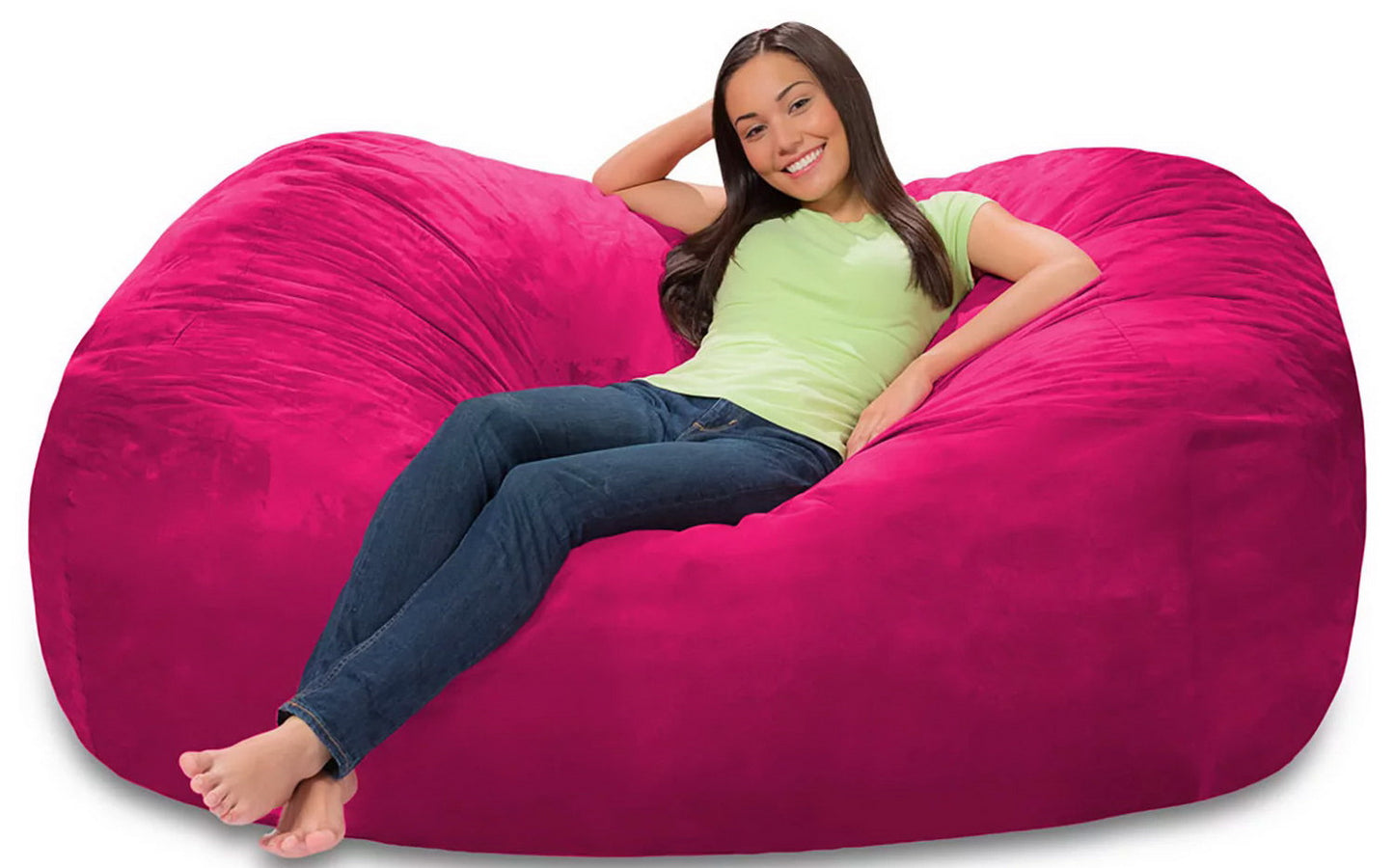 Comfy Sacks 6’ Memory Foam Bean Bag Chair Lounger Black Gray Navy Pink Red
