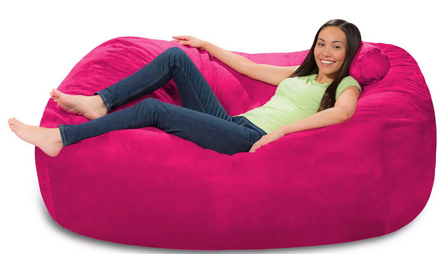 Comfy Sacks 6’ Memory Foam Bean Bag Chair Lounger Black Gray Navy Pink Red