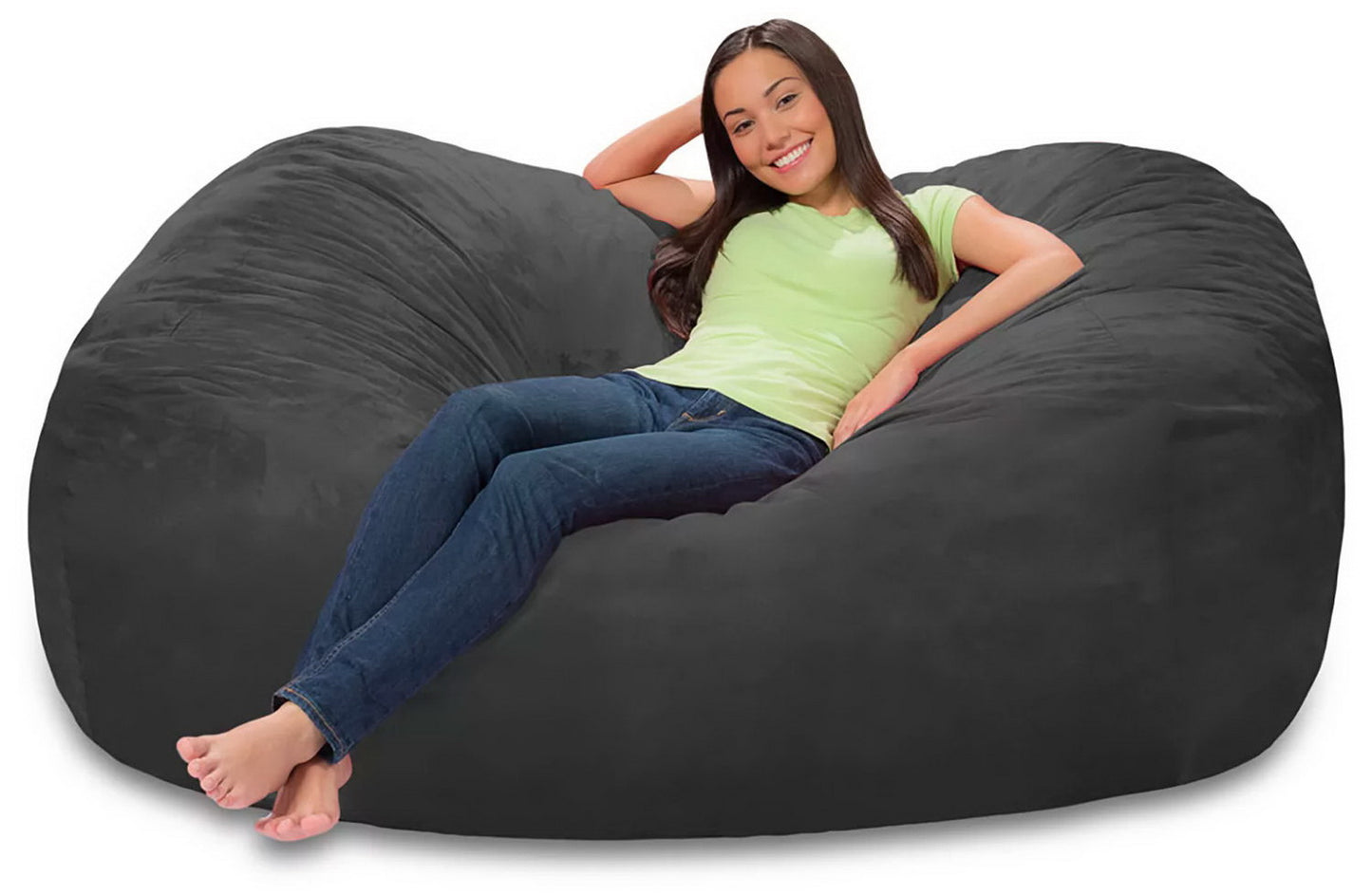 Comfy Sacks 6’ Memory Foam Bean Bag Chair Lounger Black Gray Navy Pink Red