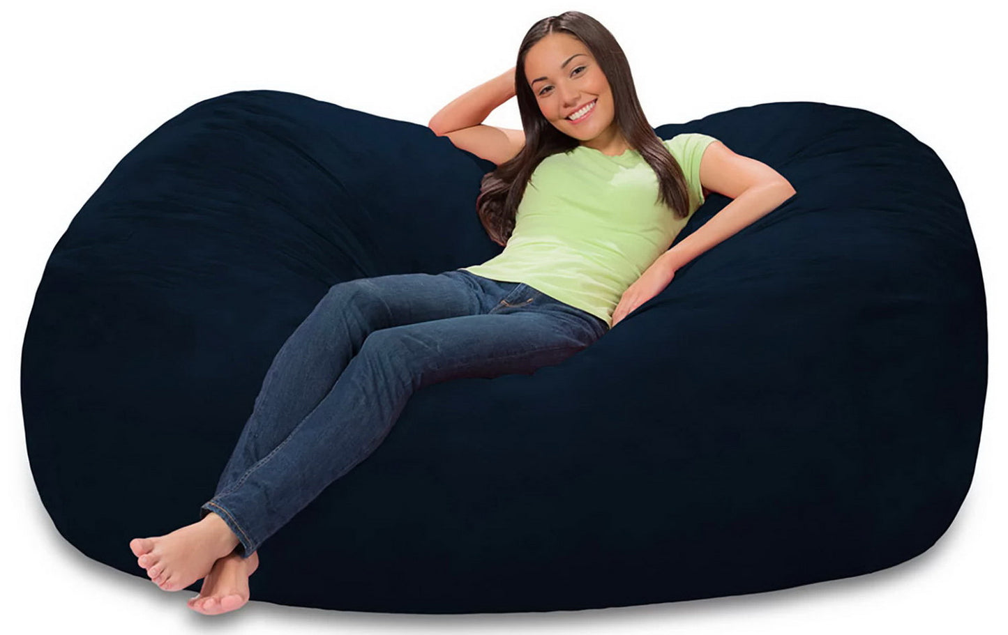 Comfy Sacks 6’ Memory Foam Bean Bag Chair Lounger Black Gray Navy Pink Red