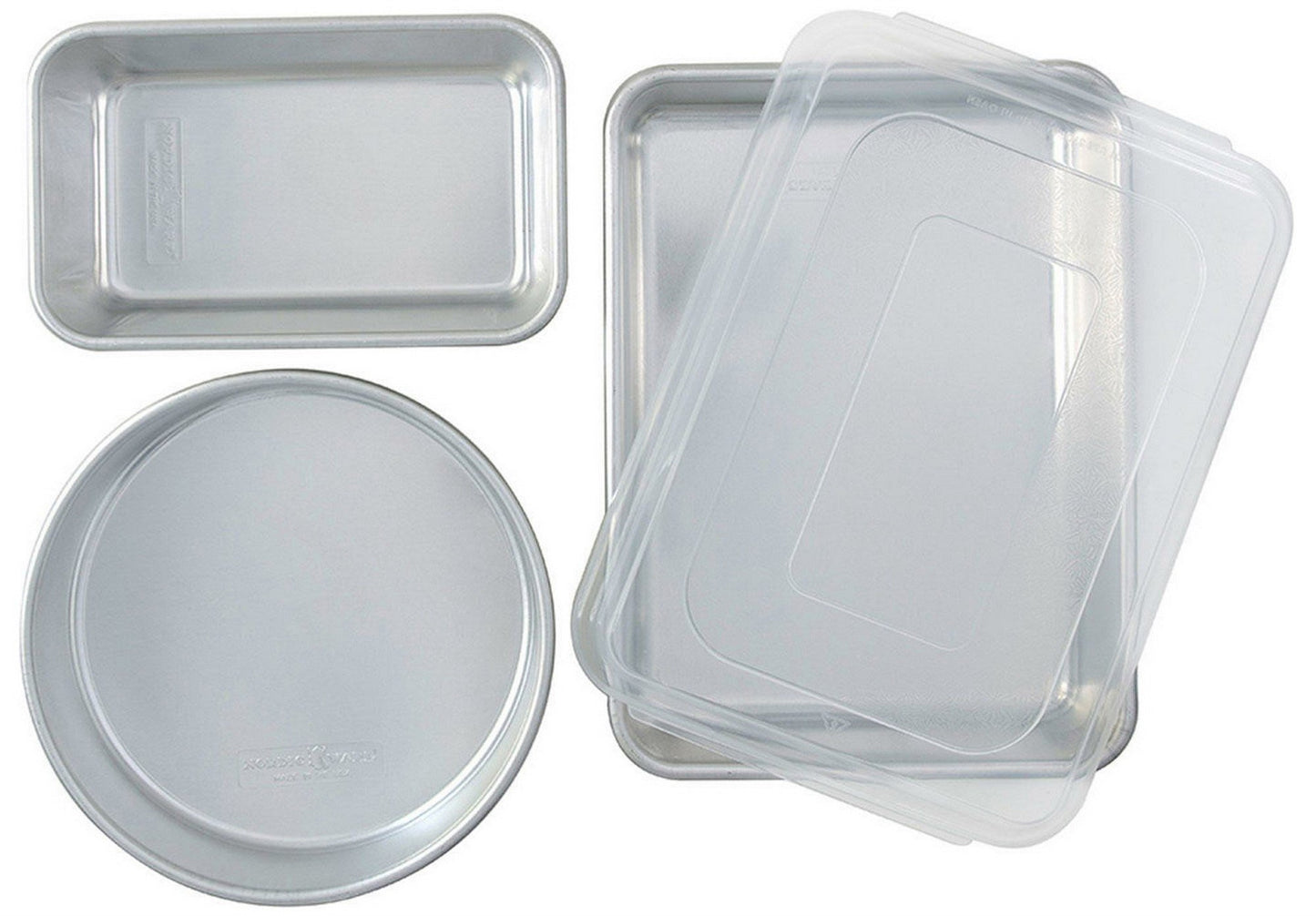 Nordic Ware Baking Cake Pans Set 9"x13" Pan w/ Lid 9" Round Pan 1.5 lb Loaf Pan