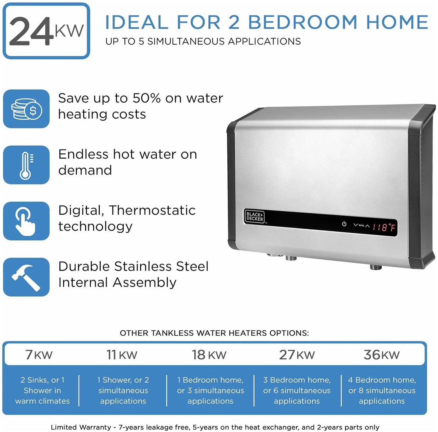 Black & Decker BD Tankless Electric Water Heater 18 24 27 36 KwH