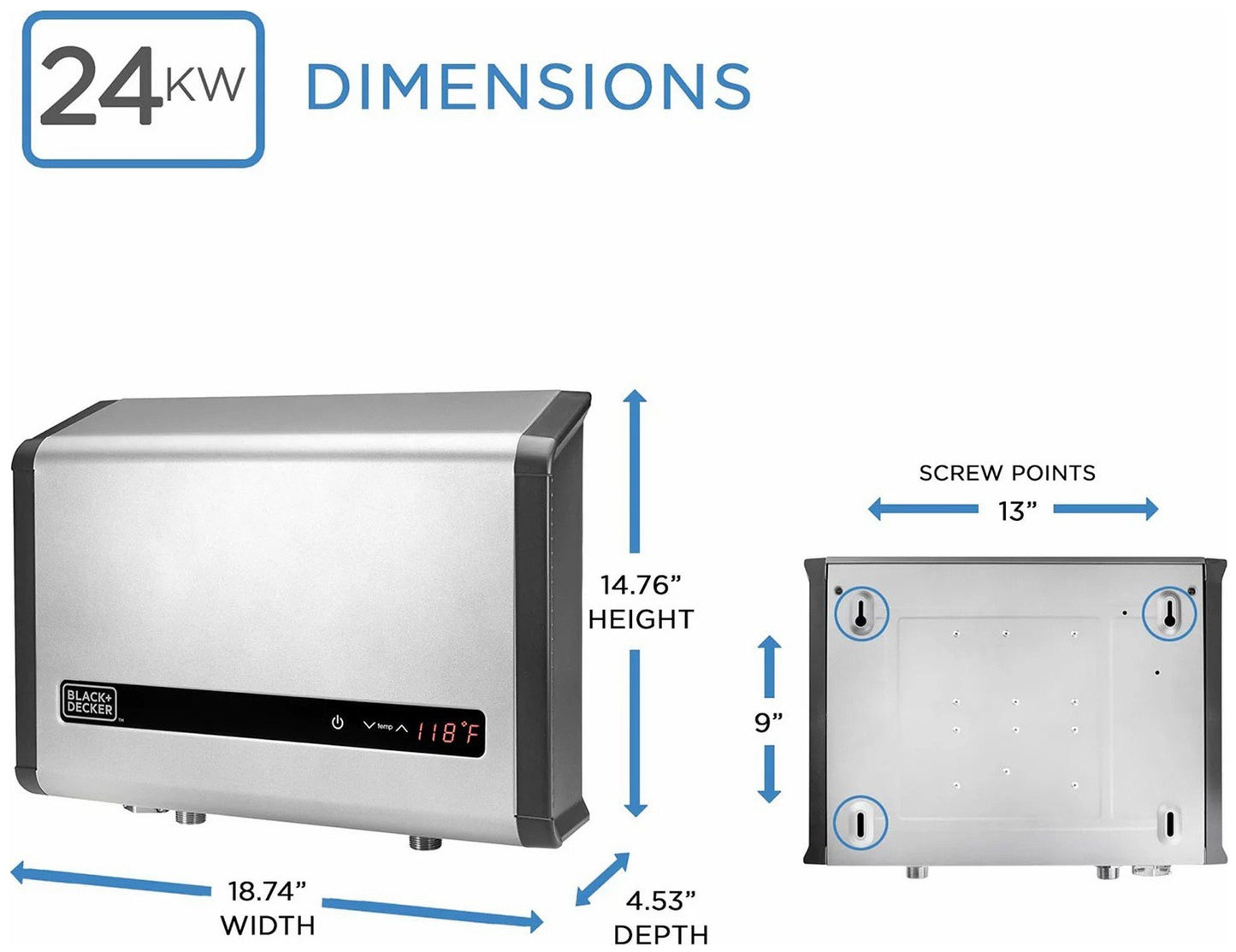 Black & Decker BD Tankless Electric Water Heater 18 24 27 36 KwH