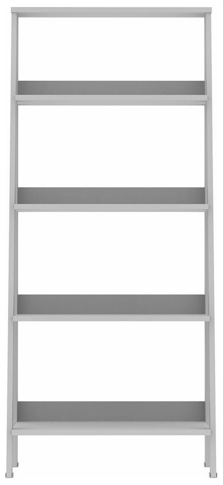 Ladder Style Wooden Bookcase Shelving Wood Display Shelves White Finish 55" Tall