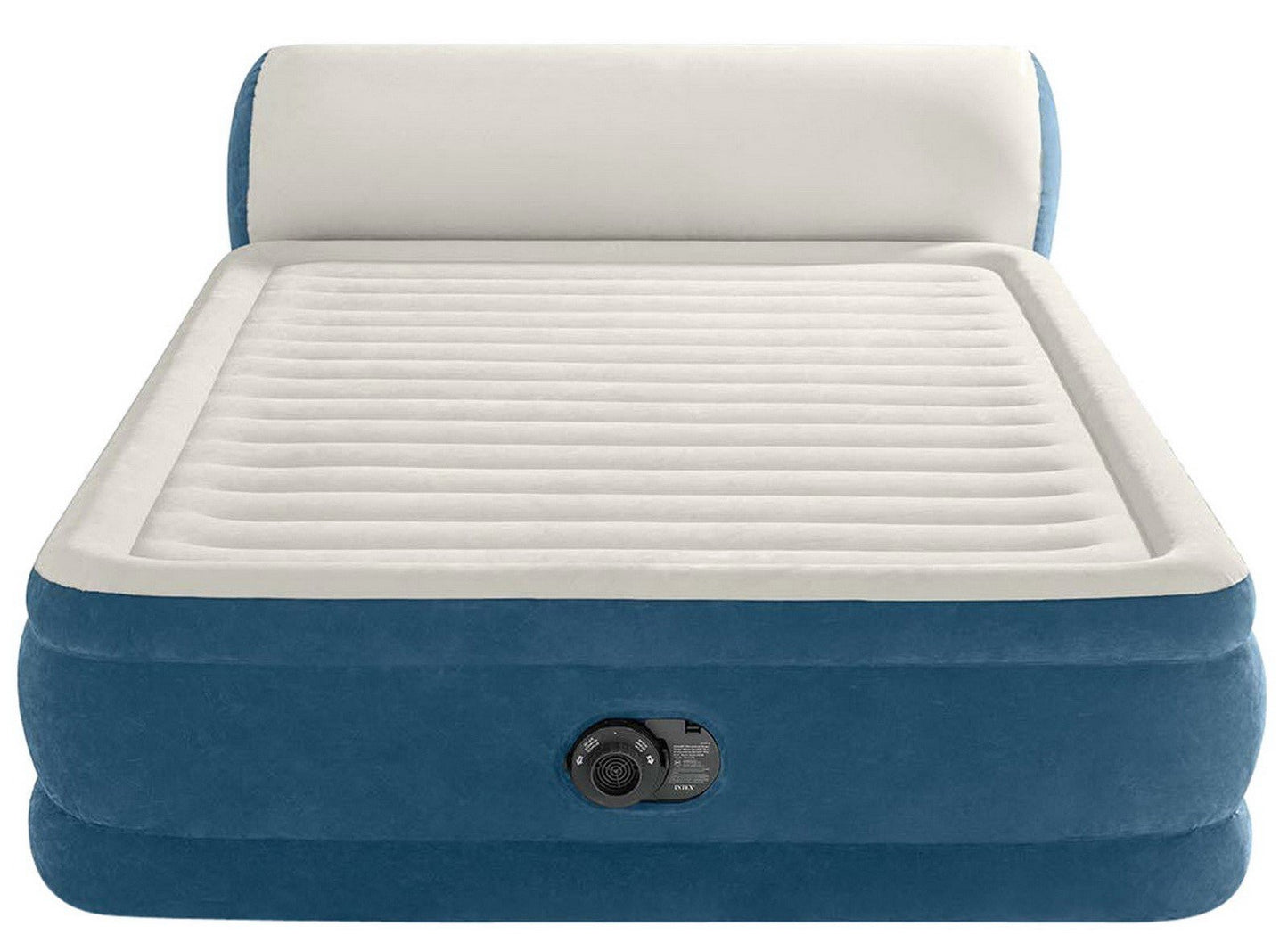 Intex Queen Size Air Mattress Bed with Built In Pump Storage Bag Headboard