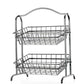 2 Tier Wrought Iron Kitchen Snack Stand Two Removable Fruit Baskets Wood Handle