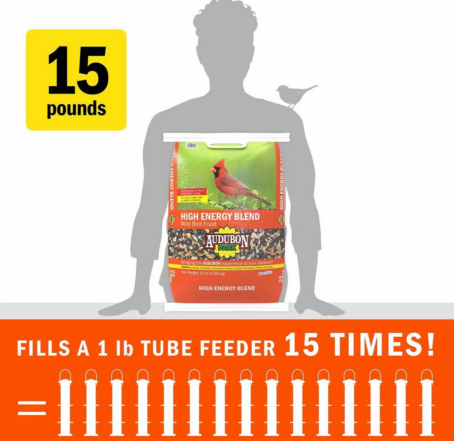 High Energy Blend Wild Bird Food Premium Mix of Seeds & Nuts 15 30 or 45 lbs