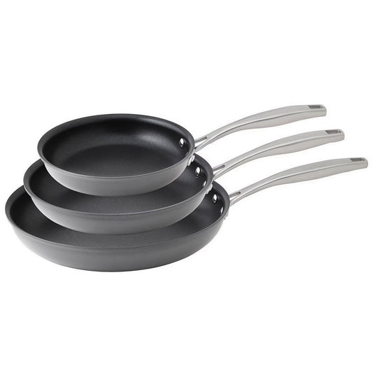 3 Piece Nonstick Hard Anodized Fry Pan Saute Pans Frypan Skillet Set