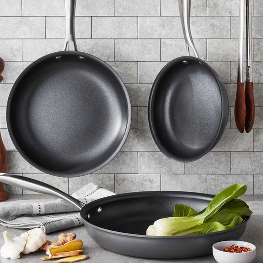3 Piece Nonstick Hard Anodized Fry Pan Saute Pans Frypan Skillet Set