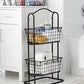 3 Tier Wire Bin Baskets Wrought Iron Fruit Stand Kitchen Bathroom Storage Rack