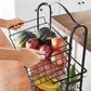 3 Tier Wire Bin Baskets Wrought Iron Fruit Stand Kitchen Bathroom Storage Rack