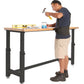Adjustable Height Workbench Work Table Bench 72" Heavy Duty Wood Top Black