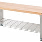 48" Wood Top Seating Bench with Chrome Steel Wire Storage Shelf