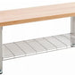 48" Wood Top Seating Bench with Chrome Steel Wire Storage Shelf
