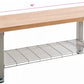 48" Wood Top Seating Bench with Chrome Steel Wire Storage Shelf