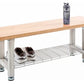 48" Wood Top Seating Bench with Chrome Steel Wire Storage Shelf