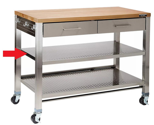 Wood Top Kitchen Island Cart Prep Table Two Drawer Steel Shop Desk Work Center