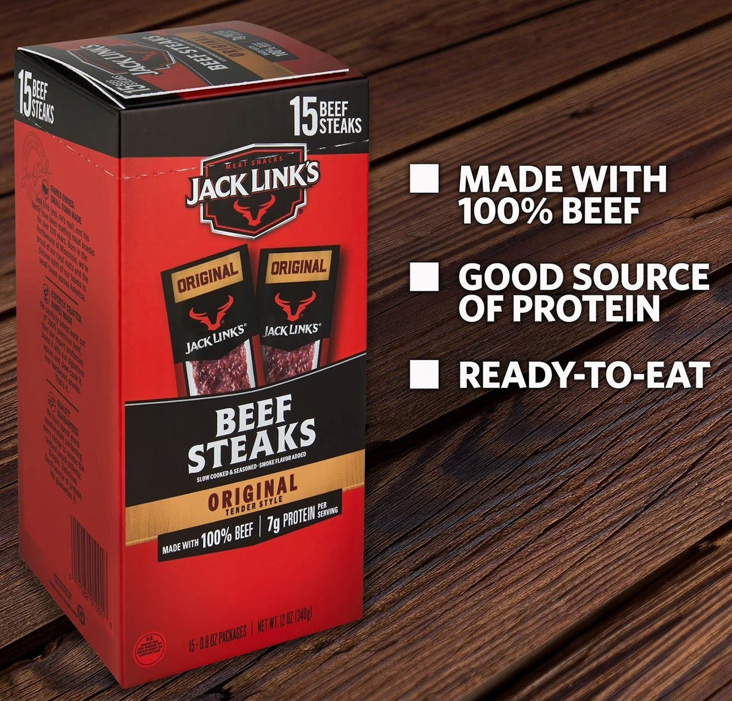 Jack Link’s Original Tender Style Beef Steak 15 Pack Box Beef Meat Snacks