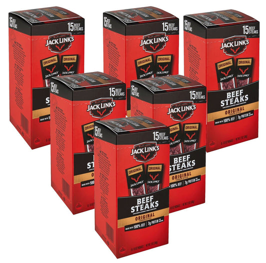 Jack Link’s Original Tender Style Beef Steak 15 Pack Box Beef Meat Snacks