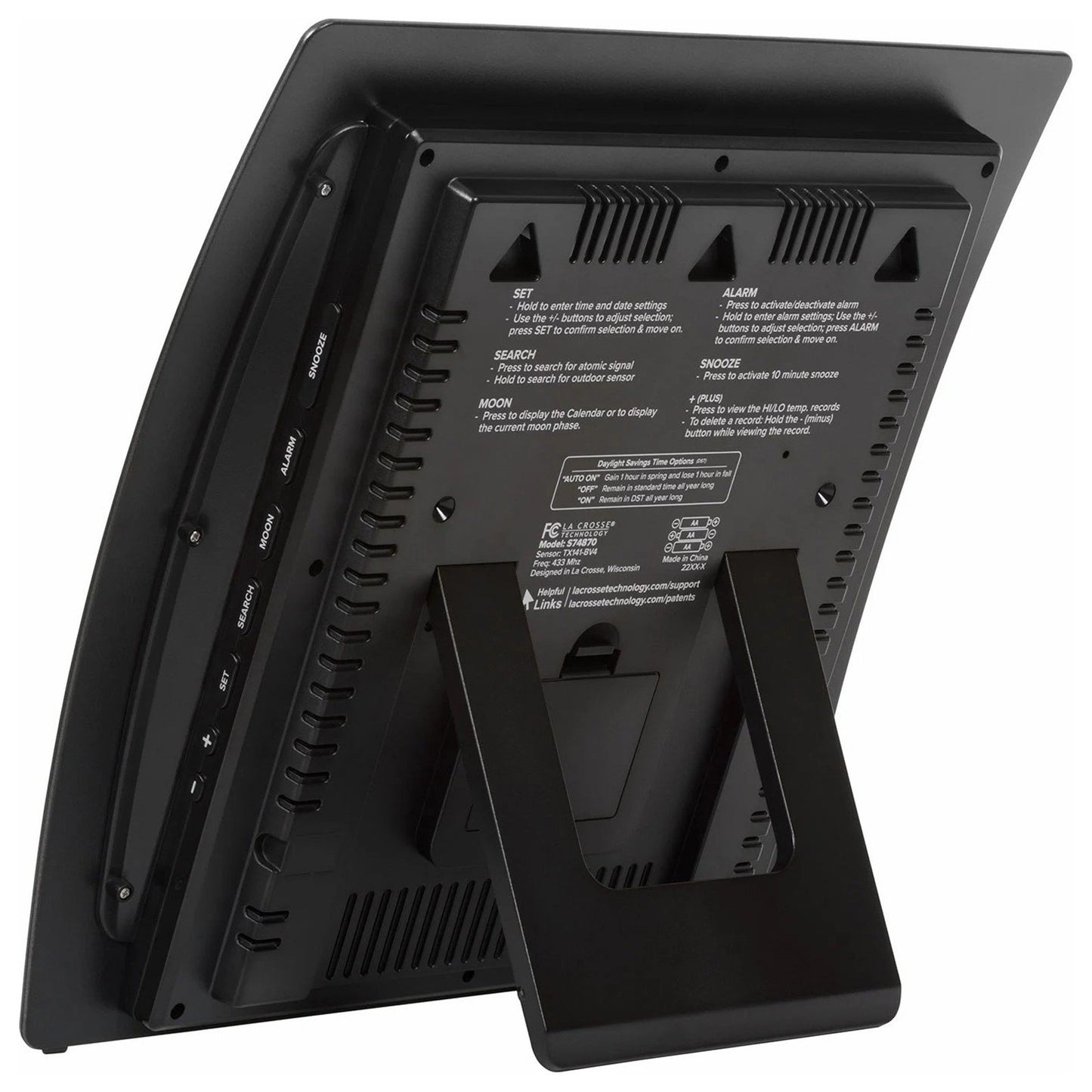 La Crosse Technology Curved Digital Atomic Wall Clock Moon Phase & Temperature