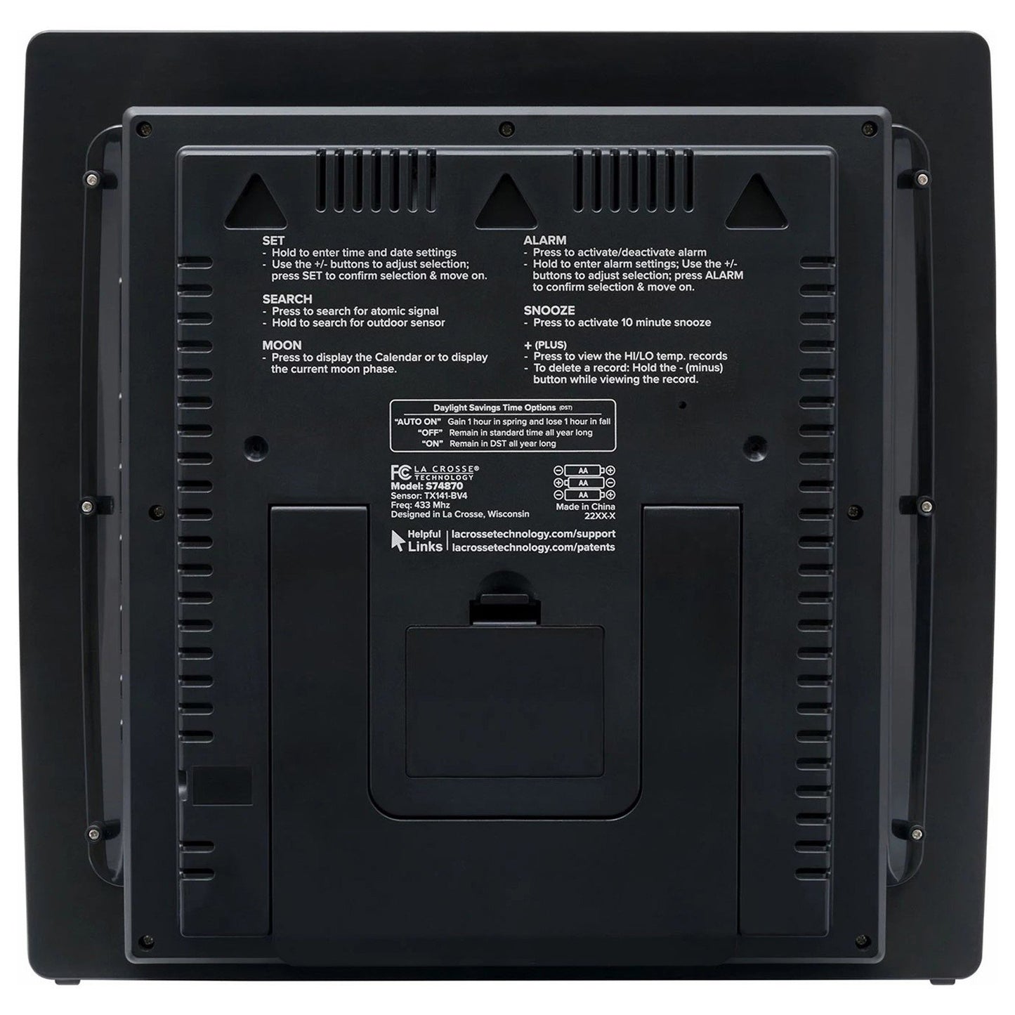 La Crosse Technology Curved Digital Atomic Wall Clock Moon Phase & Temperature