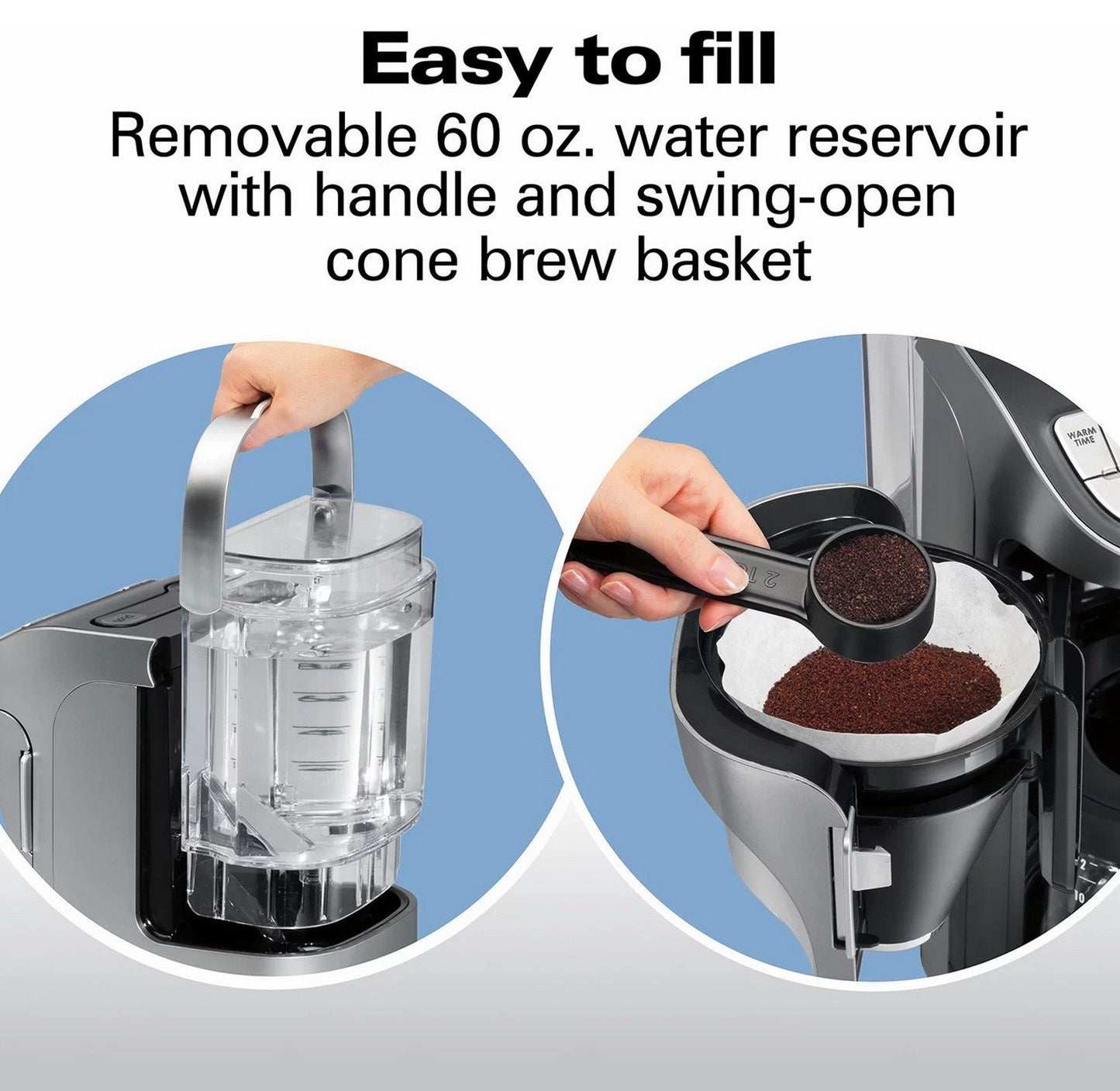 Hamilton Beach 12 Cup Programmable Coffee Maker Cone Brew Basket Wake Up Ready