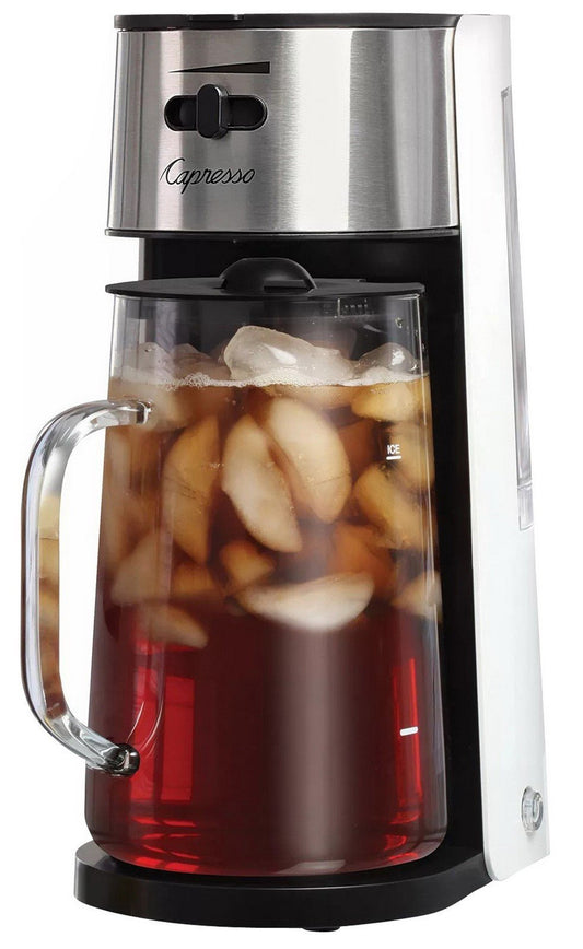 Capresso Stainless Steel Iced Tea Maker 80 oz Glass Pitcher One Button Operation