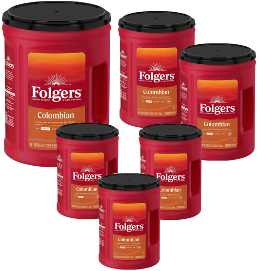 40.3 oz Folgers 100% Colombian Coffee Ground Medium Roast 1 2 or 3 Canisters
