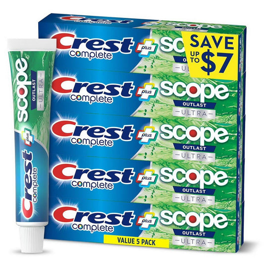 Crest Complete + Scope Outlast Ultra Toothpaste 6.3 oz Tubes 5 10 or 15 Pack