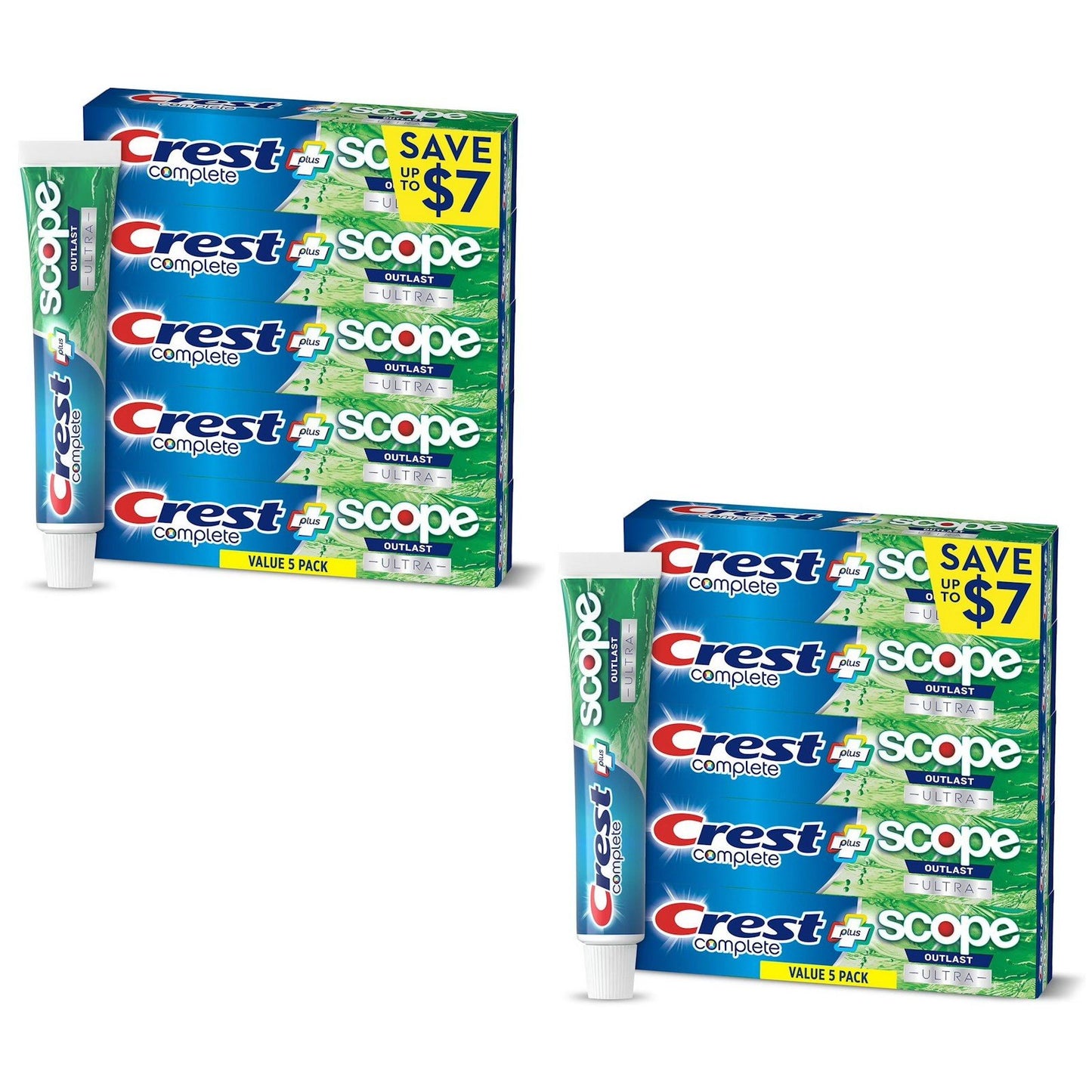 Crest Complete + Scope Outlast Ultra Toothpaste 6.3 oz Tubes 5 10 or 15 Pack