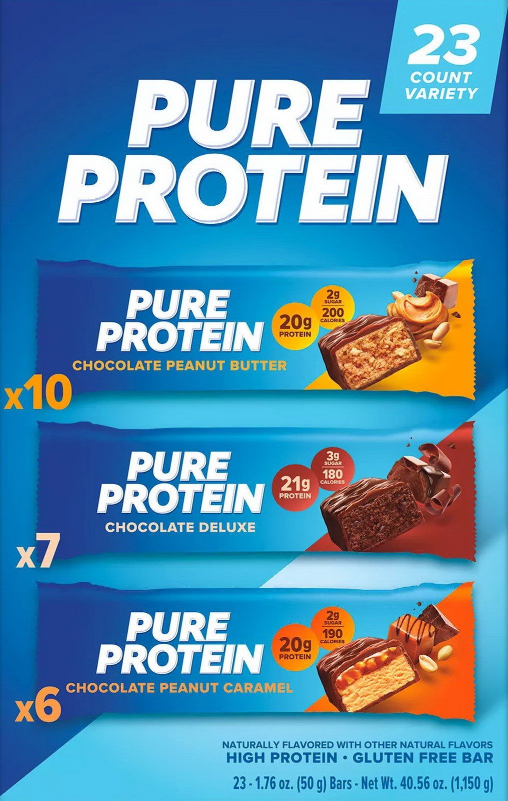 23 Pure Protein Energy Bars Chocolate Peanut Butter Caramel Gluten Free