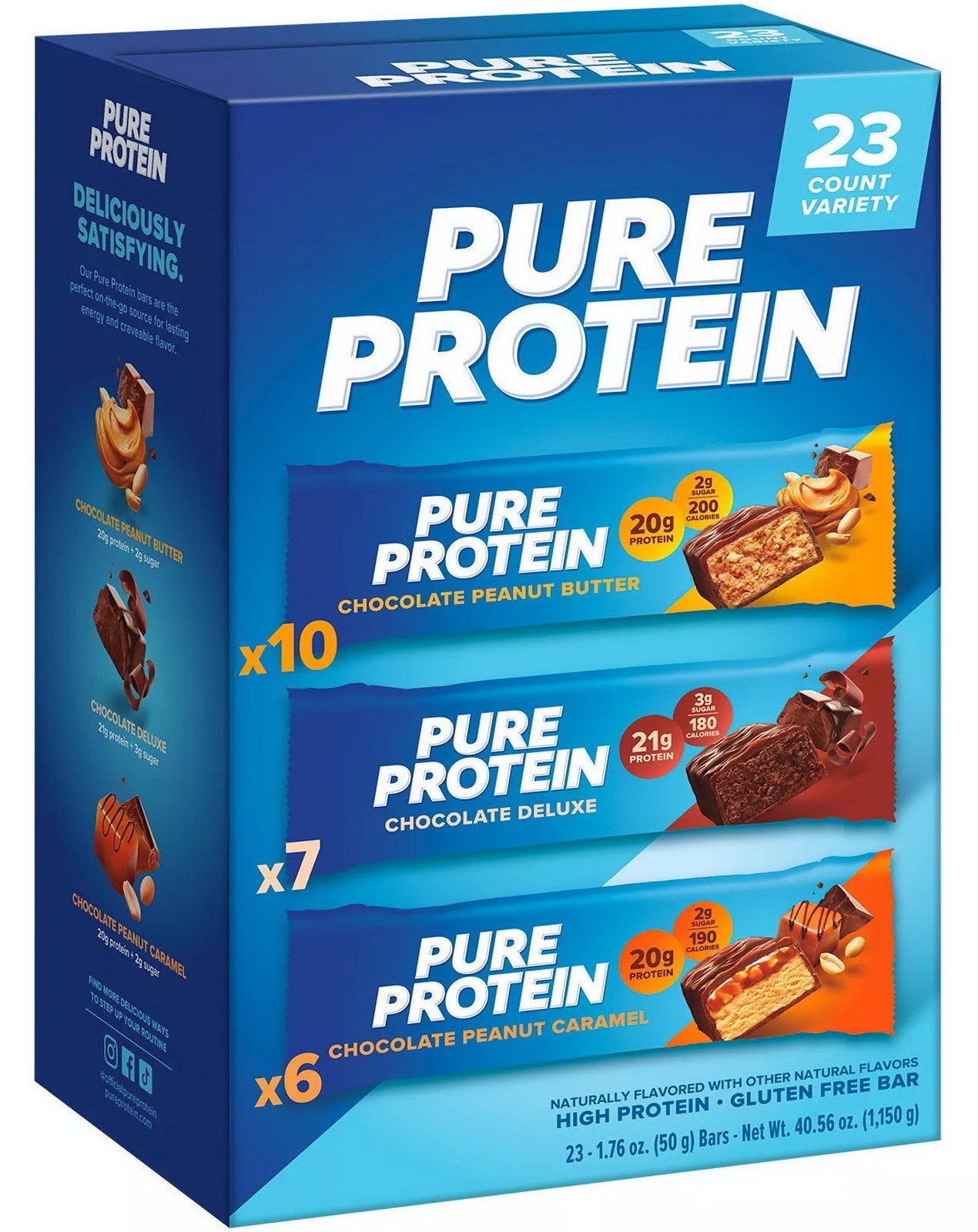 23 Pure Protein Energy Bars Chocolate Peanut Butter Caramel Gluten Free