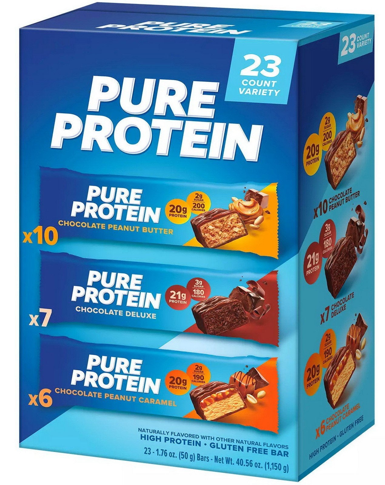 23 Pure Protein Energy Bars Chocolate Peanut Butter Caramel Gluten Free