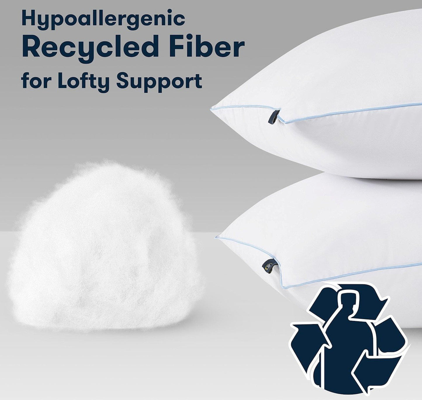 Two Pack Serta Bed Pillows Queen or King Size Fiberfill 300 Thread Count Cotton