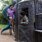 Huge Castle Clubhouse Playground Playset with Swing Spiral Slide Climbing Wall