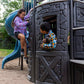 Huge Castle Clubhouse Playground Playset with Swing Spiral Slide Climbing Wall